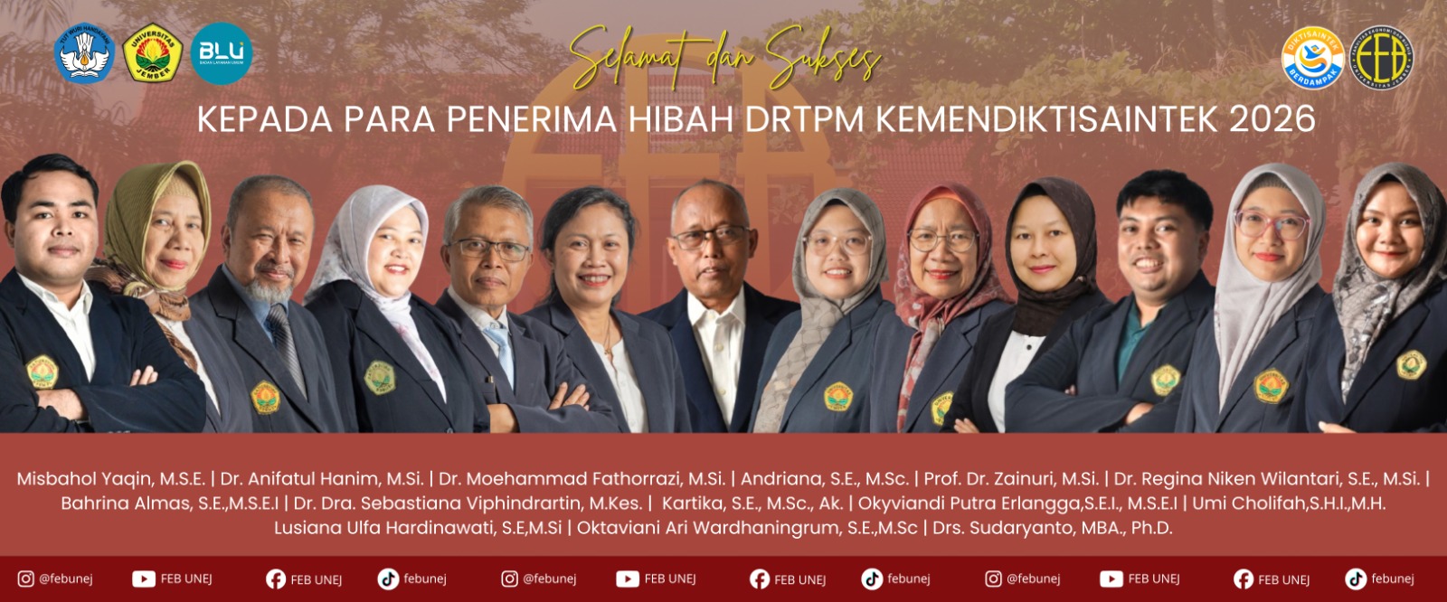 Bangga! Sederet Dosen FEB UNEJ Lolos Pendanaan Riset Bergengsi KEMENDIKSAINTEK 2026