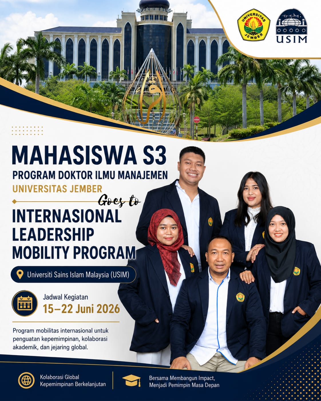 Perkuat Jejaring Global, Mahasiswa S3 Doktor Ilmu Manajemen FEB UNEJ Membuka International Leadership Mobility Program di USIM Malaysia